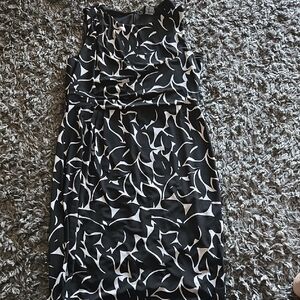 MSK Black and White Abstract Midi Dress